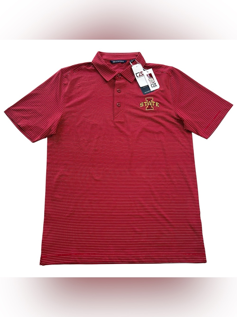 NWT Cutter & Buck Iowa State Cyclones Men’s S Polo Shirt Striped Golf MSRP $92